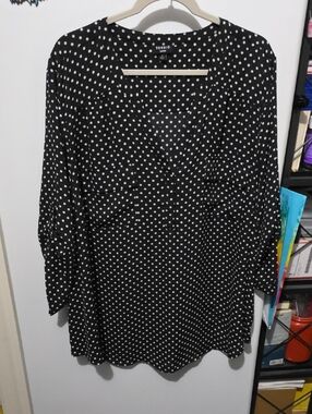 torrid Black and White Polka Dot Tunic Blouse